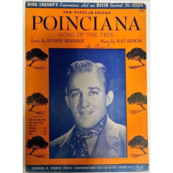 Vintage 1936 Sheet Music Poinciana Song of the‎ Tree. Buddy Bernier, Bing Crosby - Picture 1 of 5